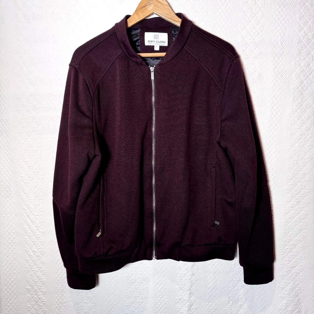 Soft Cloth full zip wool blend sweater jacket mens large